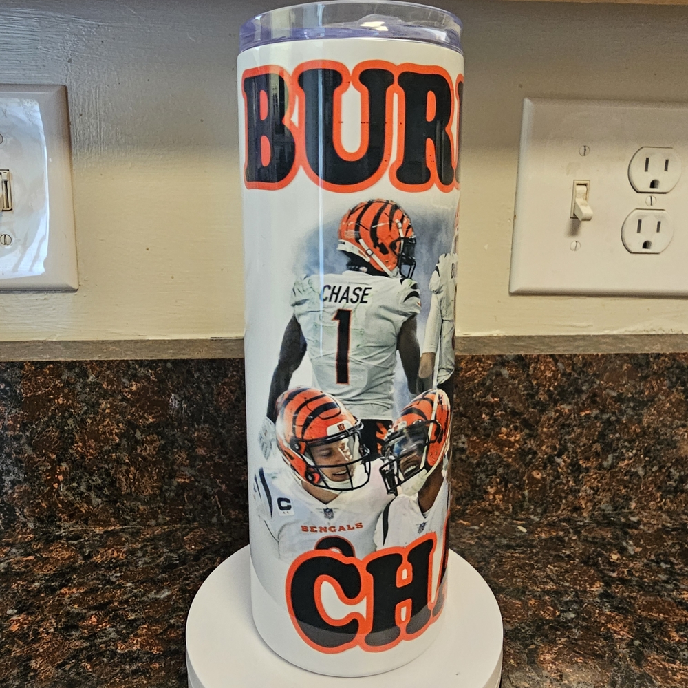 NEW! Bengals Tumbler with Joe Burrow & Jamar Chase
